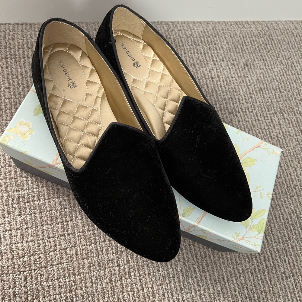 Birdies Heron Loafers in Black Velvet